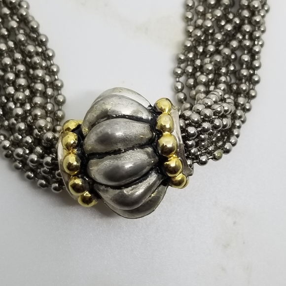 VINTAGE SILVERTONE CHUNKY BEAD CHAIN & ORNATE PENDANT STATEMENT NECKLACE - Picture 4 of 6